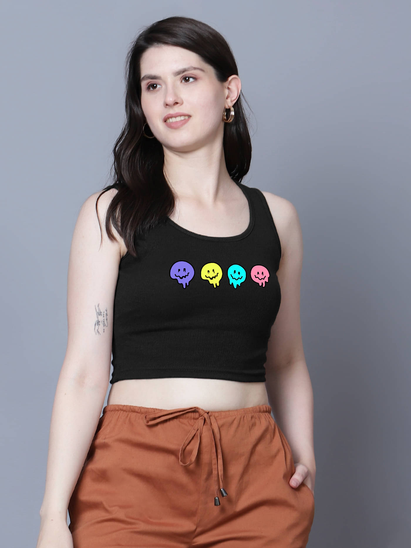 fashion and youth Women's Cotton Blend Crop Top ( Black ) fashion and youth Women's Cotton Blend Crop Top ( Black )