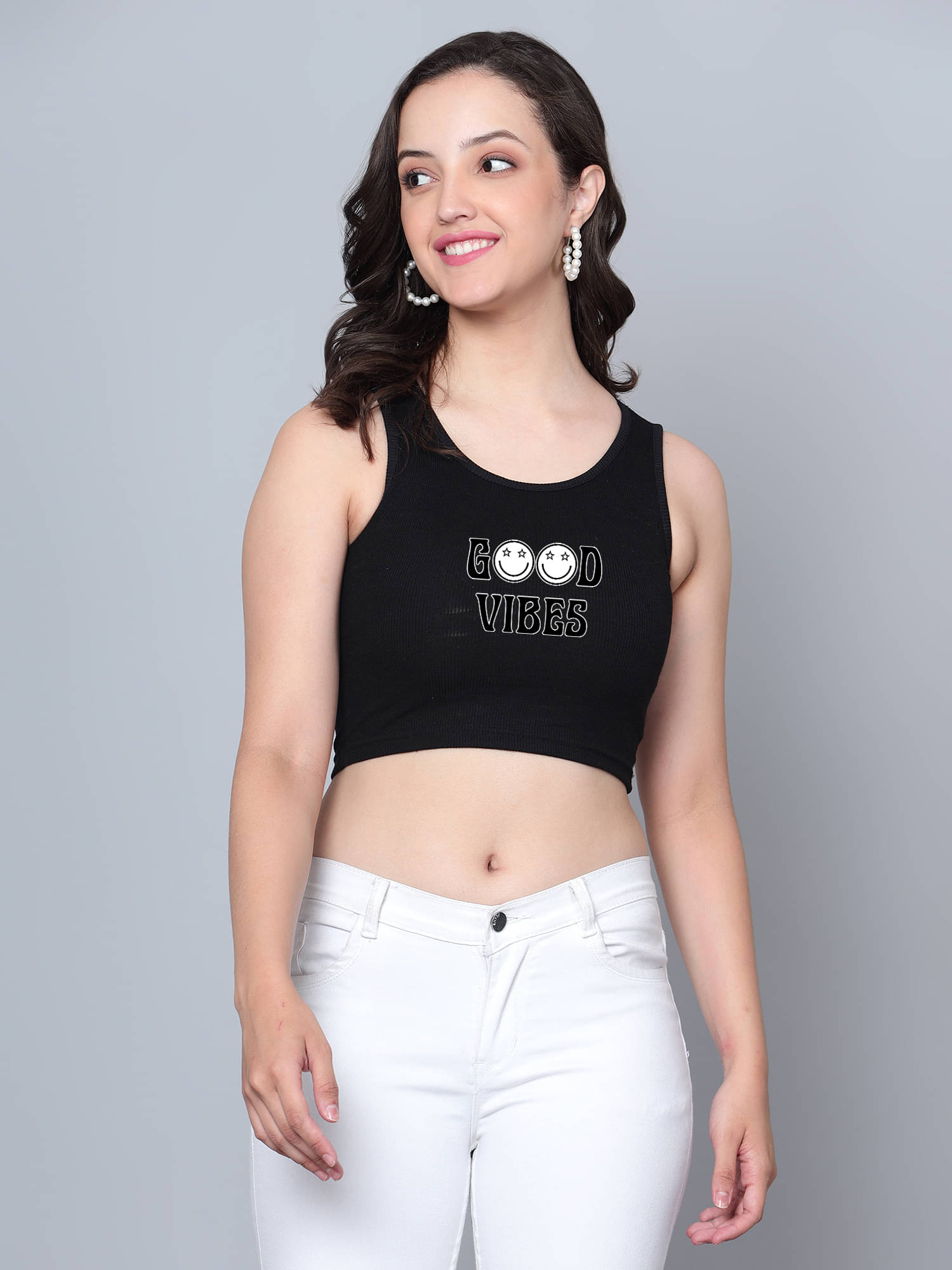     			fashion and youth Women's Cotton Blend Crop Top ( Black )