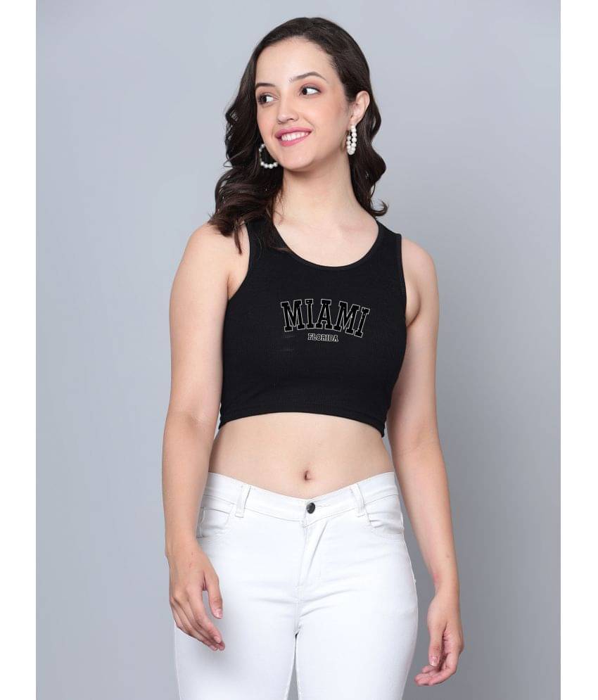 fashion and youth Women's Cotton Blend Crop Top ( Black ) fashion and youth Women's Cotton Blend Crop Top ( Black )