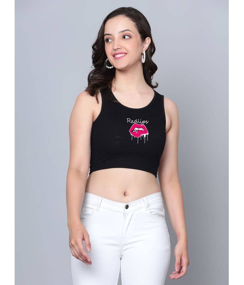     			fashion and youth Women's Cotton Blend Crop Top ( Black )