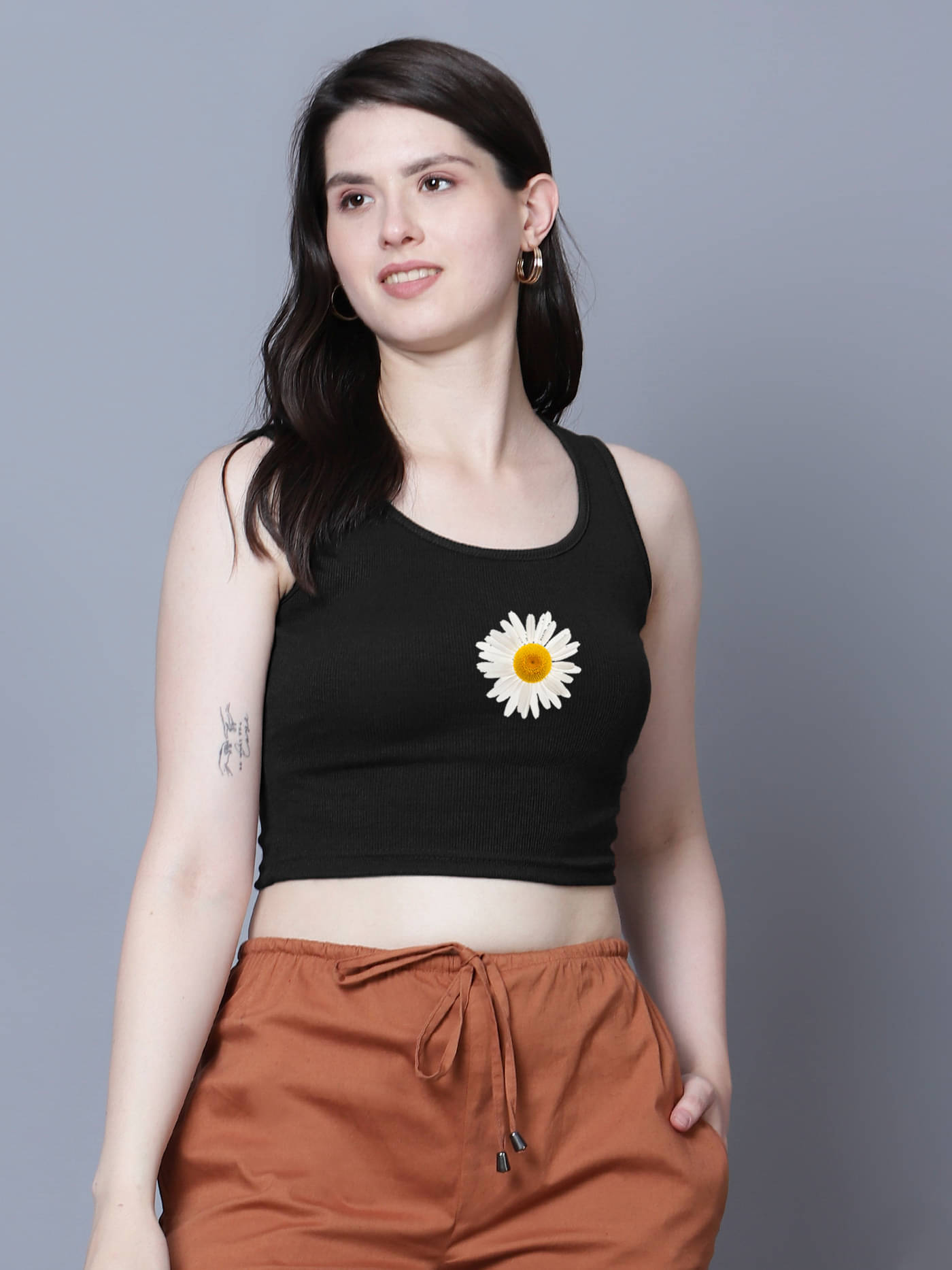     			fashion and youth Women's Cotton Blend Crop Top ( Black )