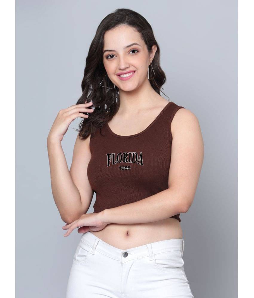 fashion and youth Women's Cotton Blend Crop Top ( Brown ) fashion and youth Women's Cotton Blend Crop Top ( Brown )