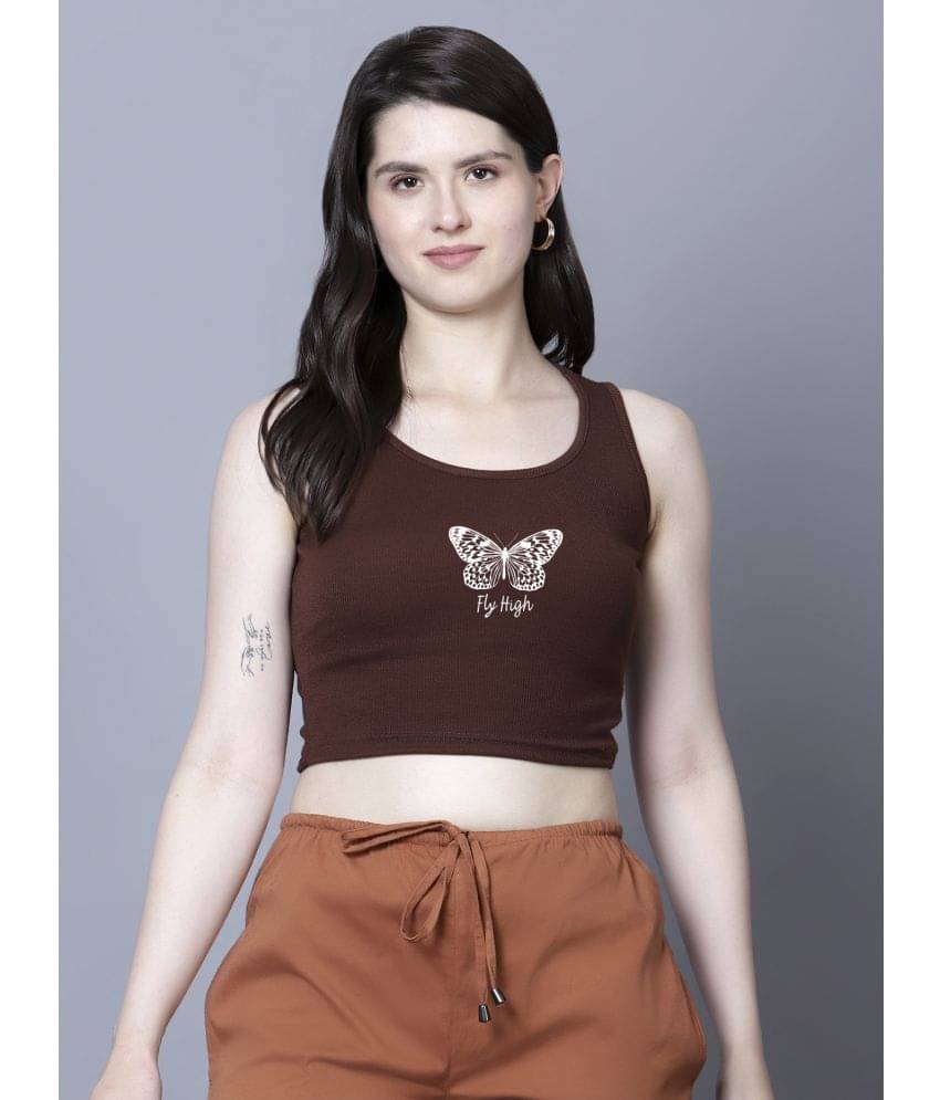 fashion and youth Women's Cotton Blend Crop Top ( Brown ) fashion and youth Women's Cotton Blend Crop Top ( Brown )