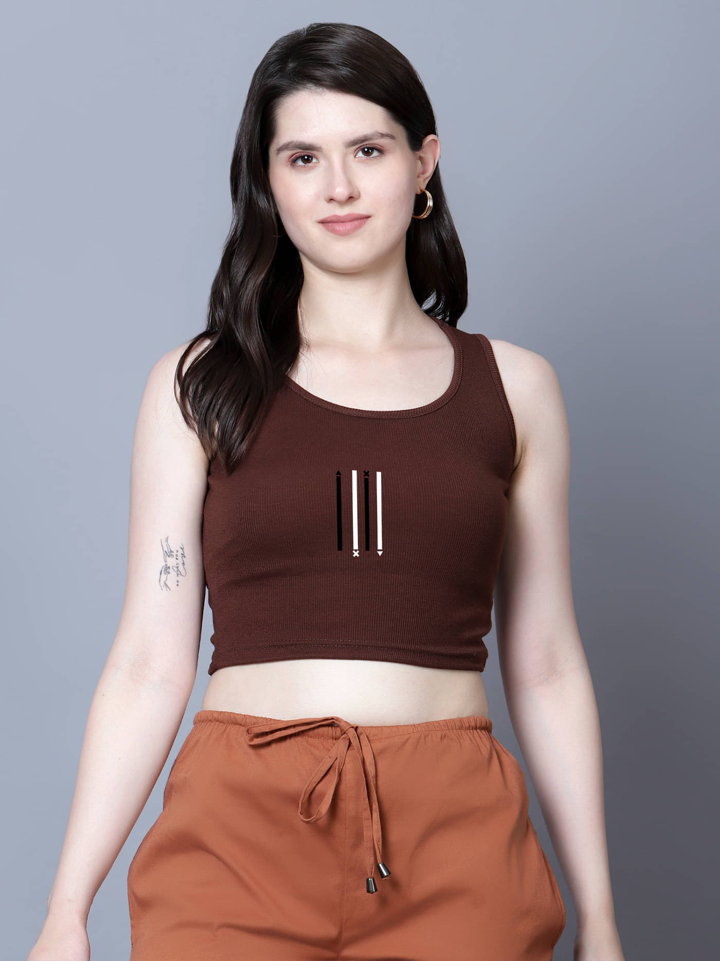     			fashion and youth Women's Cotton Blend Crop Top ( Brown )