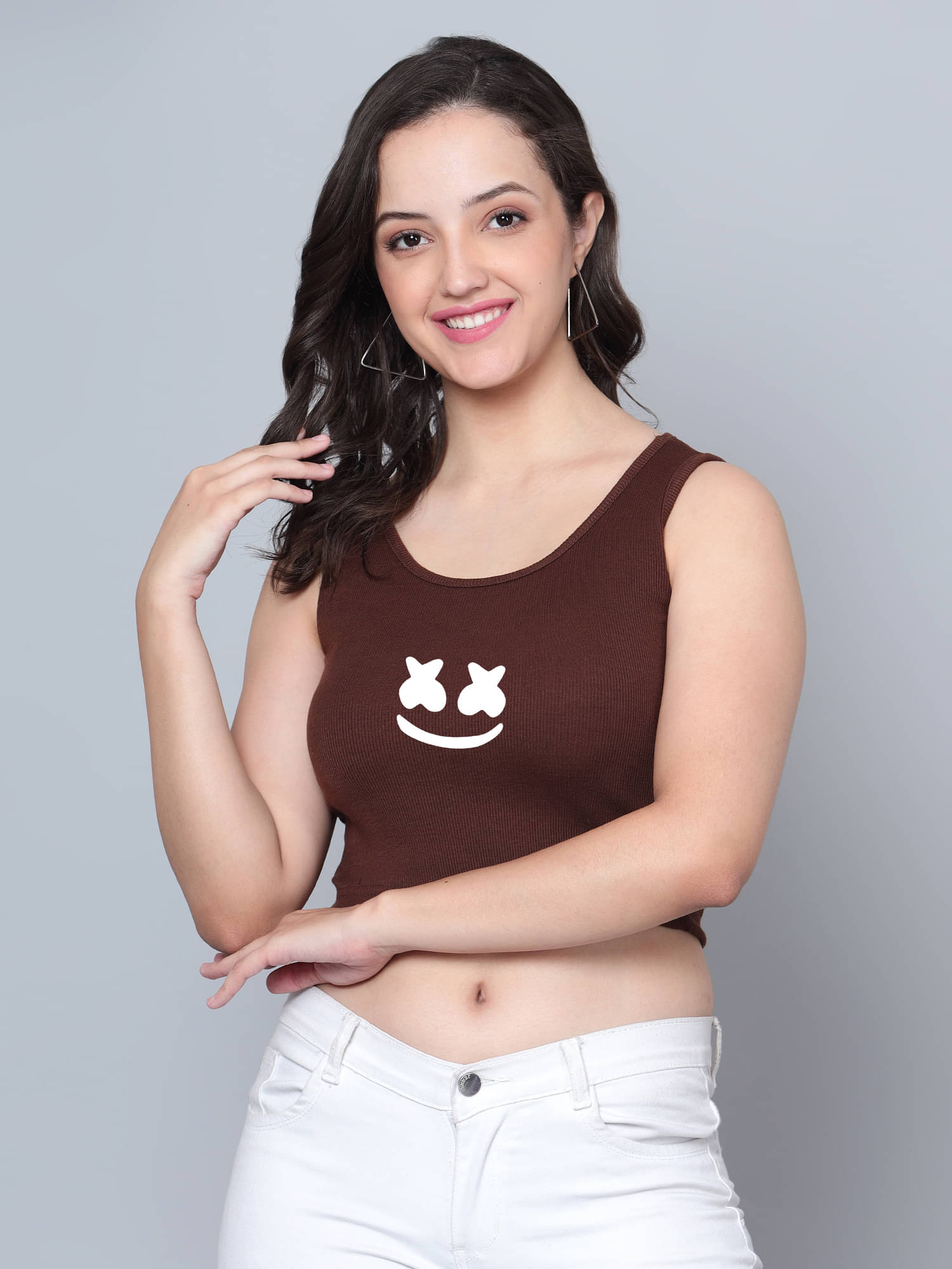fashion and youth Women's Cotton Blend Crop Top ( Brown ) fashion and youth Women's Cotton Blend Crop Top ( Brown )