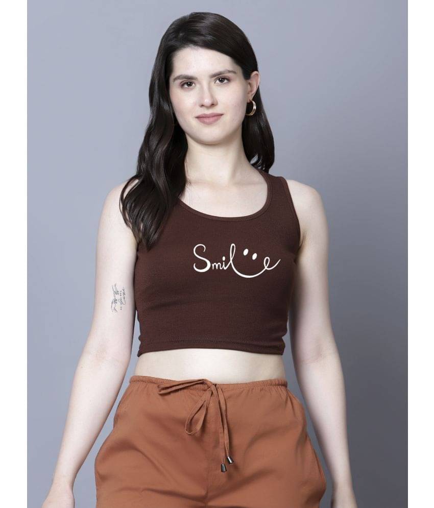 fashion and youth Women's Cotton Blend Crop Top ( Brown ) fashion and youth Women's Cotton Blend Crop Top ( Brown )
