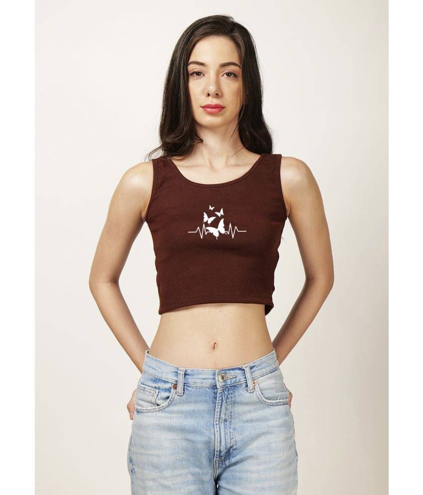 fashion and youth Women's Cotton Blend Crop Top ( Brown ) fashion and youth Women's Cotton Blend Crop Top ( Brown )