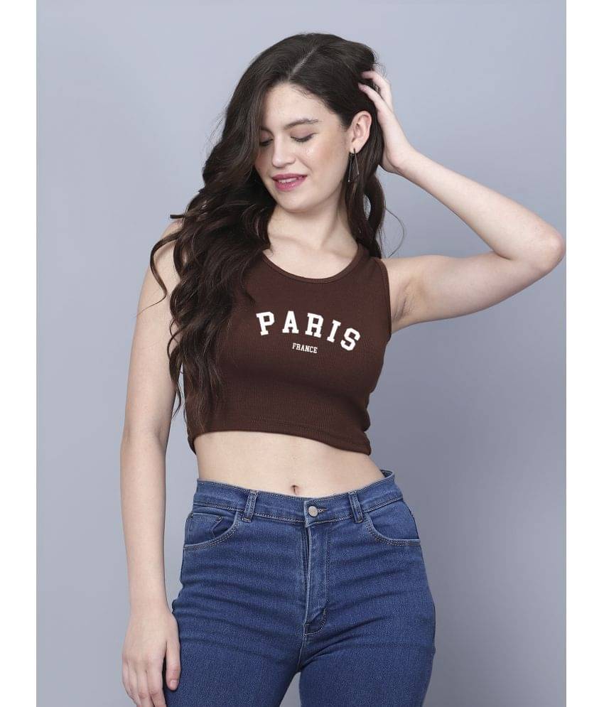 fashion and youth Women's Cotton Blend Crop Top ( Brown ) fashion and youth Women's Cotton Blend Crop Top ( Brown )