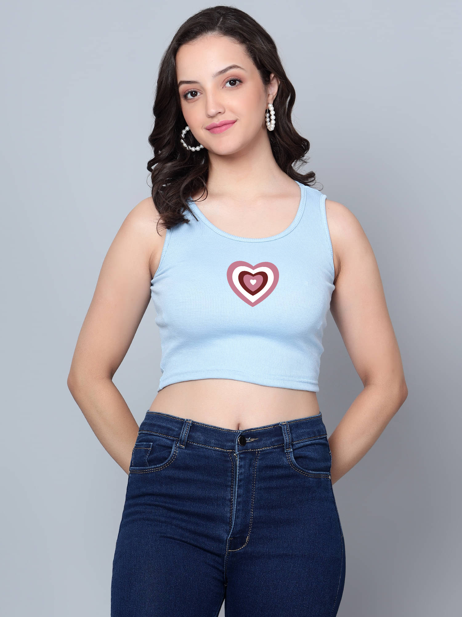     			fashion and youth Women's Cotton Blend Crop Top ( Light Blue )