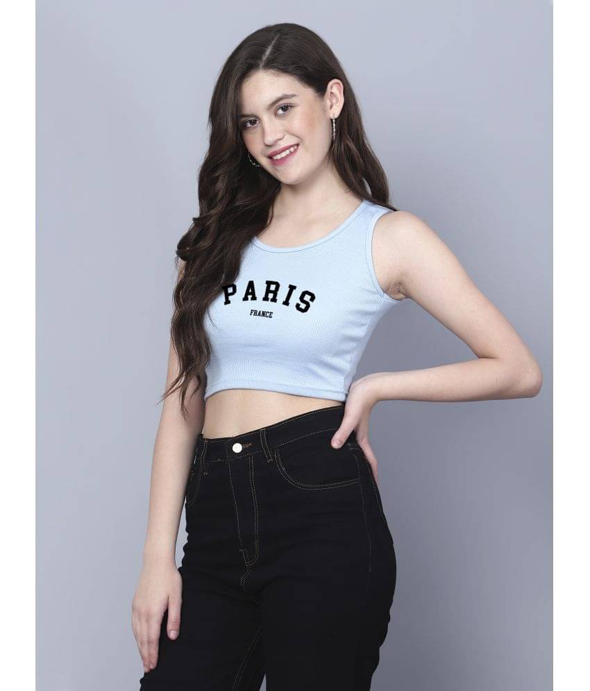     			fashion and youth Women's Cotton Blend Crop Top ( Light Blue )