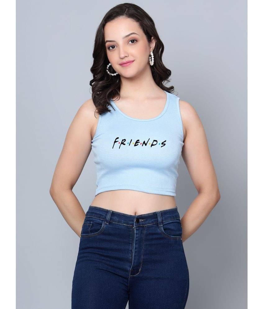 fashion and youth Women's Cotton Blend Crop Top ( Light Blue ) fashion and youth Women's Cotton Blend Crop Top ( Light Blue )