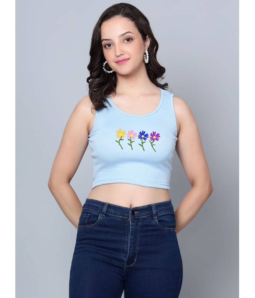     			fashion and youth Women's Cotton Blend Crop Top ( Light Blue )
