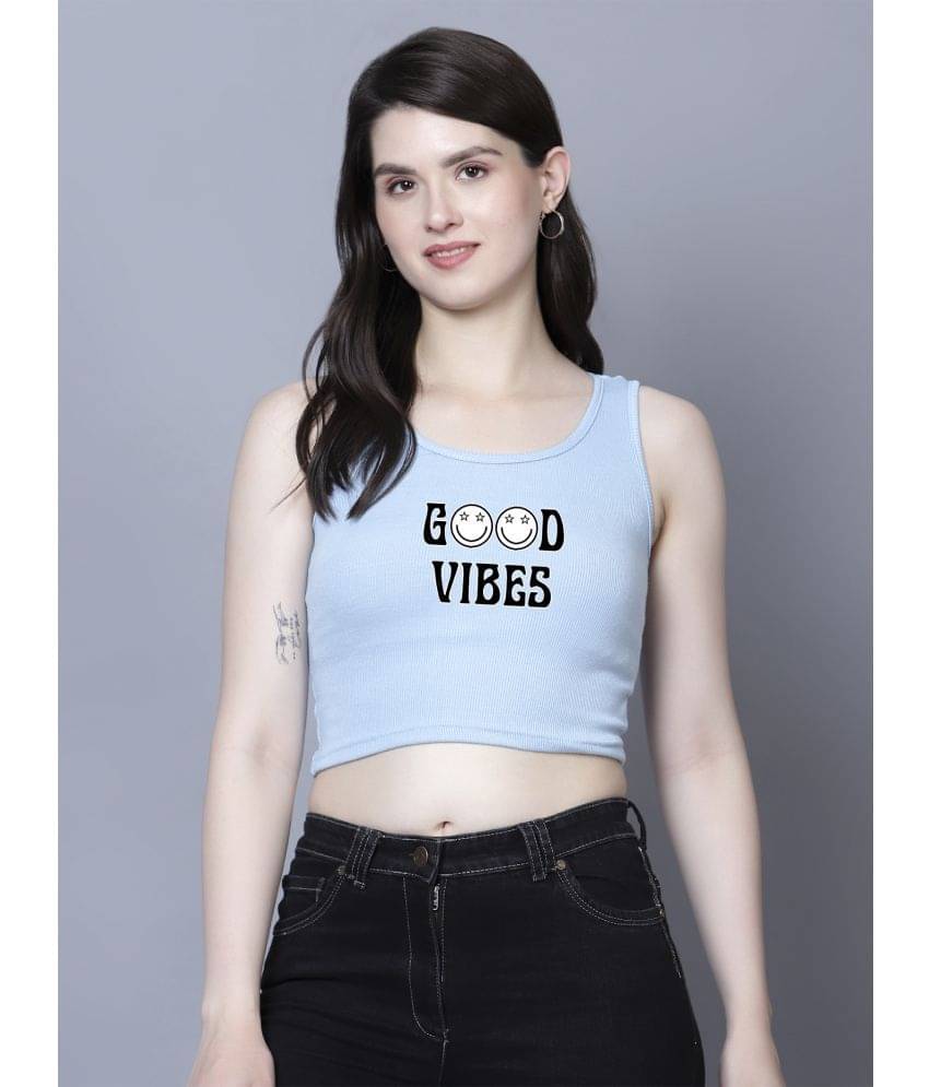 fashion and youth Women's Cotton Blend Crop Top ( Light Blue ) fashion and youth Women's Cotton Blend Crop Top ( Light Blue )