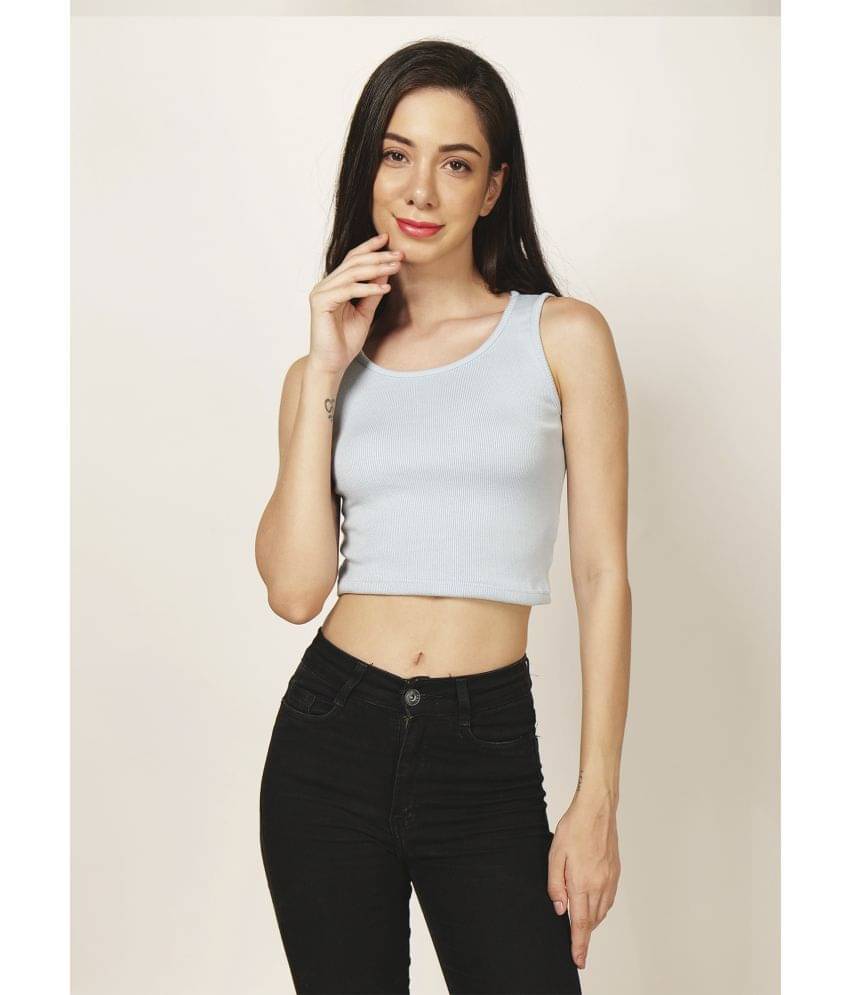 fashion and youth Women's Cotton Blend Crop Top ( Light Blue ) fashion and youth Women's Cotton Blend Crop Top ( Light Blue )