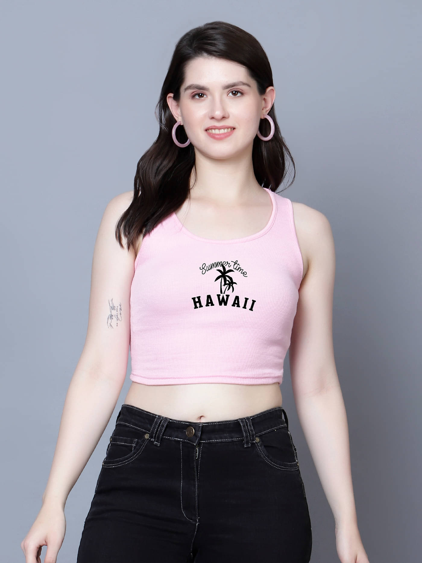     			fashion and youth Women's Cotton Blend Crop Top ( Pink )