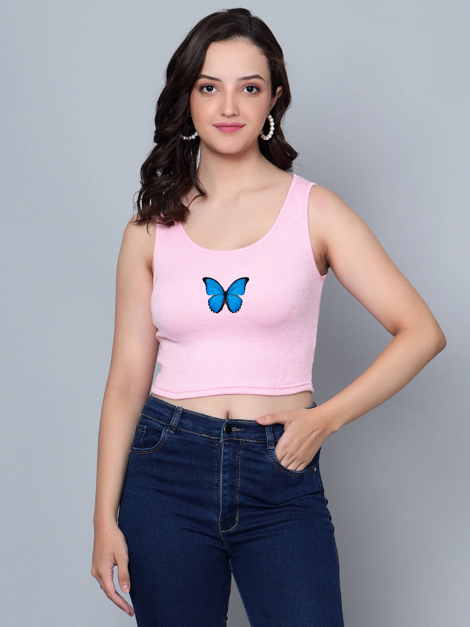     			fashion and youth Women's Cotton Blend Crop Top ( Pink )