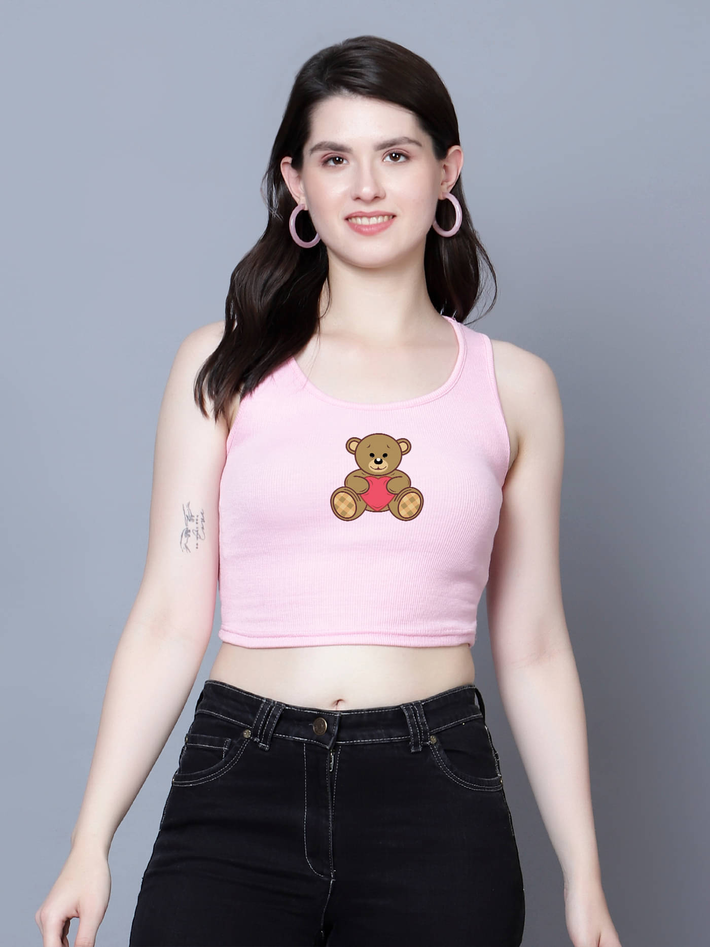fashion and youth Women's Cotton Blend Crop Top ( Pink ) fashion and youth Women's Cotton Blend Crop Top ( Pink )