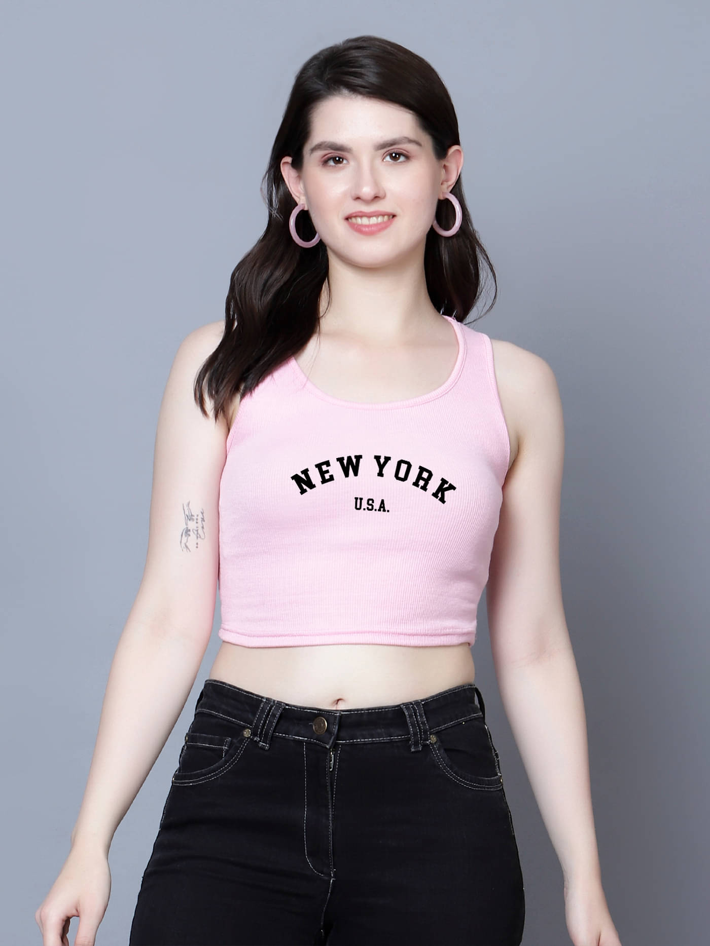     			fashion and youth Women's Cotton Blend Crop Top ( Pink )