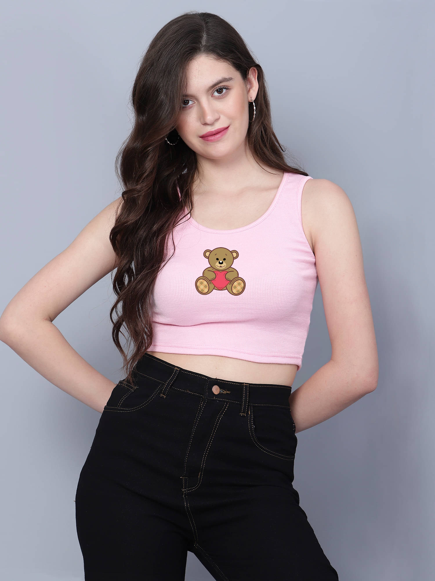     			fashion and youth Women's Cotton Blend Crop Top ( Pink )