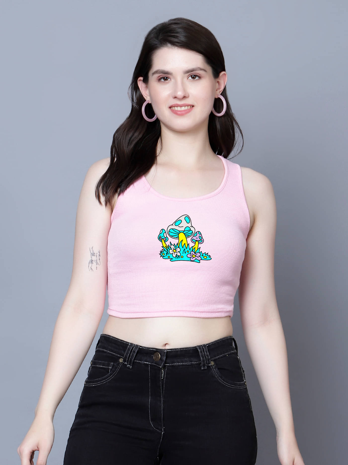     			fashion and youth Women's Cotton Blend Crop Top ( Pink )