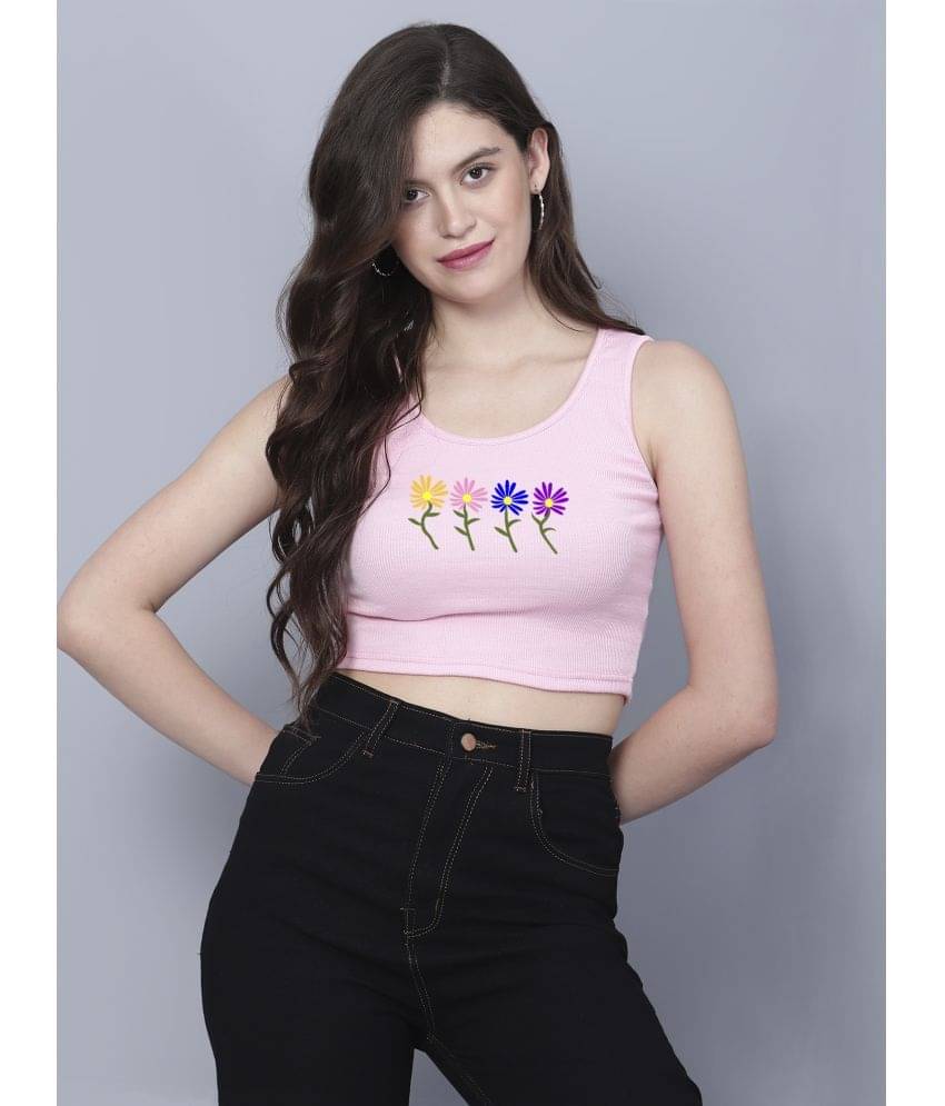 fashion and youth Women's Cotton Blend Crop Top ( Pink ) fashion and youth Women's Cotton Blend Crop Top ( Pink )