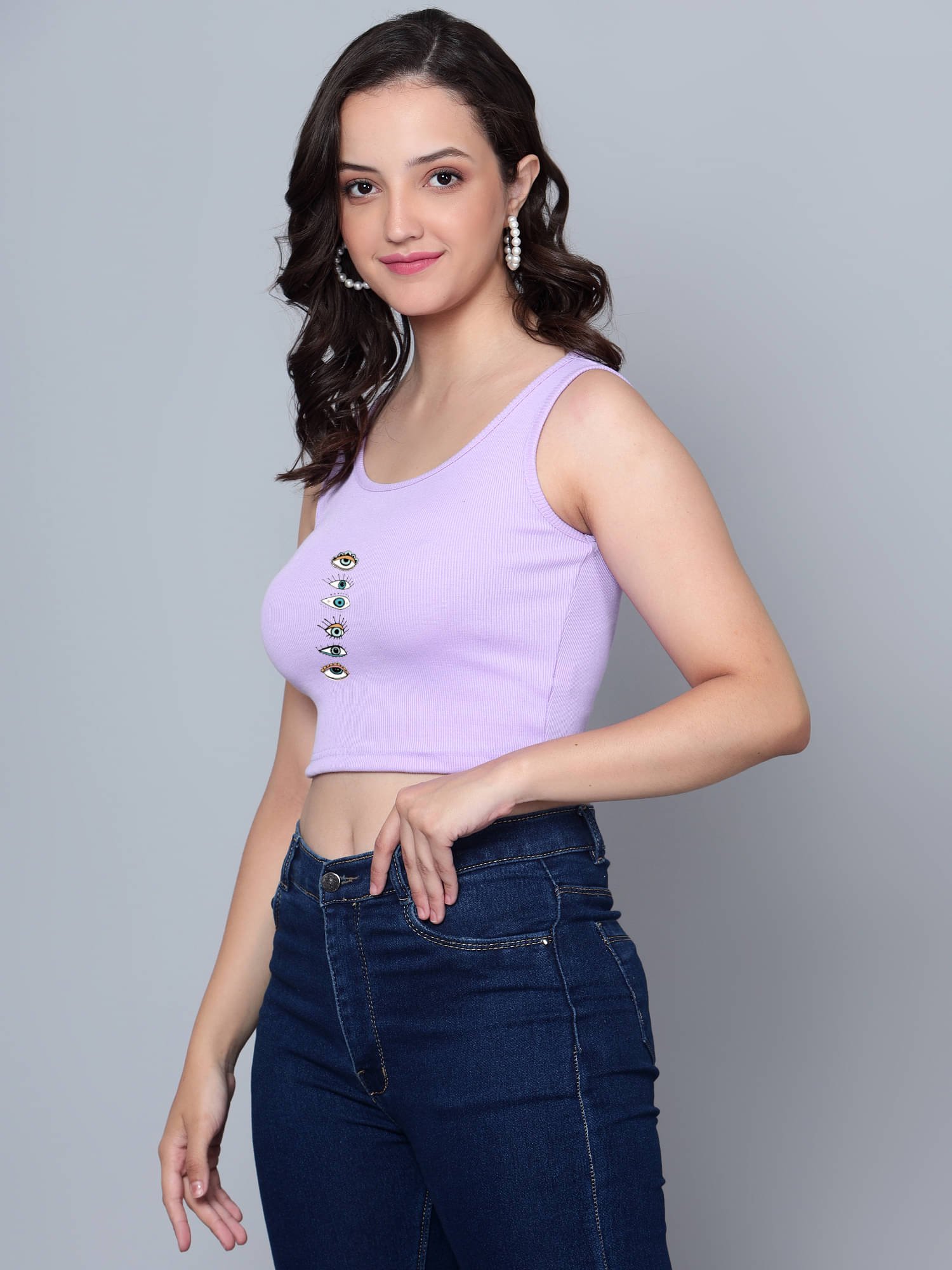 fashion and youth Women's Cotton Blend Crop Top ( Purple ) fashion and youth Women's Cotton Blend Crop Top ( Purple )