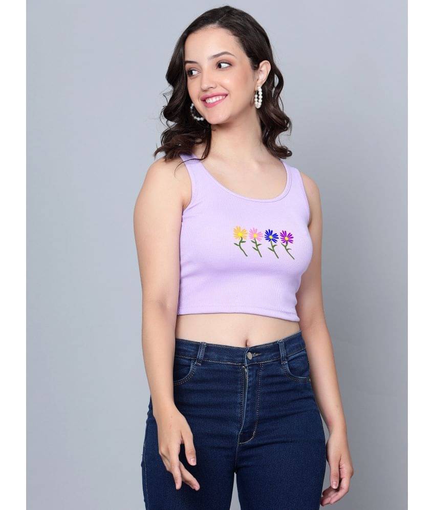 fashion and youth Women's Cotton Blend Crop Top ( Purple ) fashion and youth Women's Cotton Blend Crop Top ( Purple )