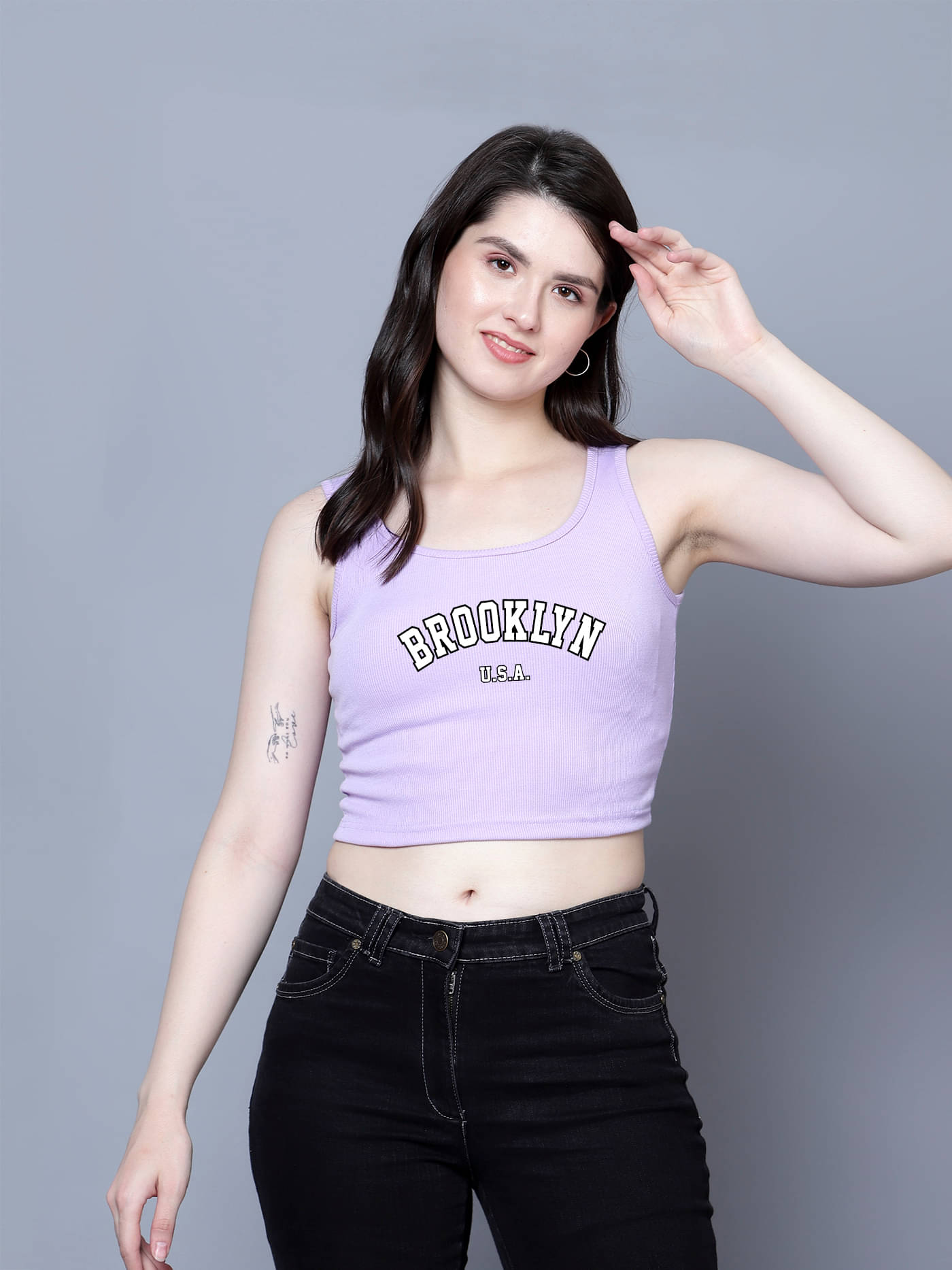     			fashion and youth Women's Cotton Blend Crop Top ( Purple )