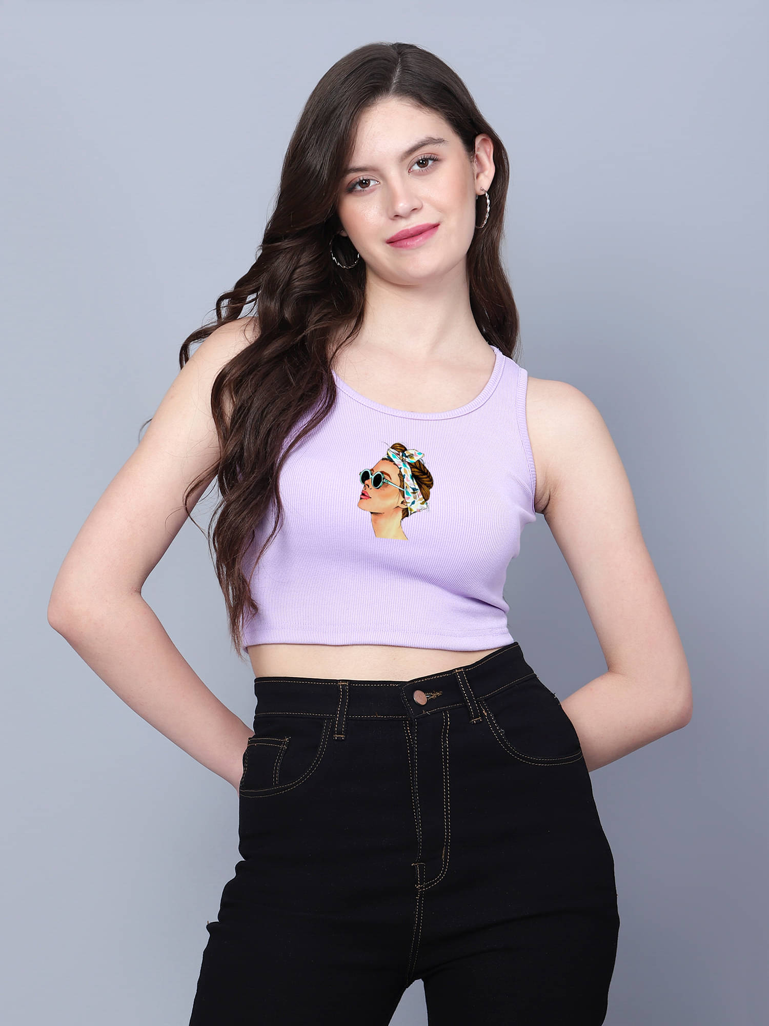     			fashion and youth Women's Cotton Blend Crop Top ( Purple )