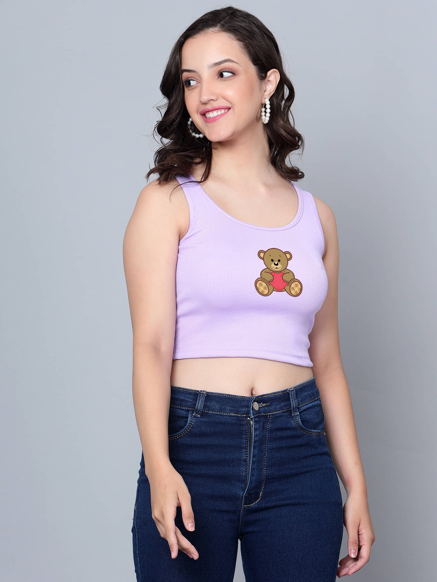     			fashion and youth Women's Cotton Blend Crop Top ( Purple )