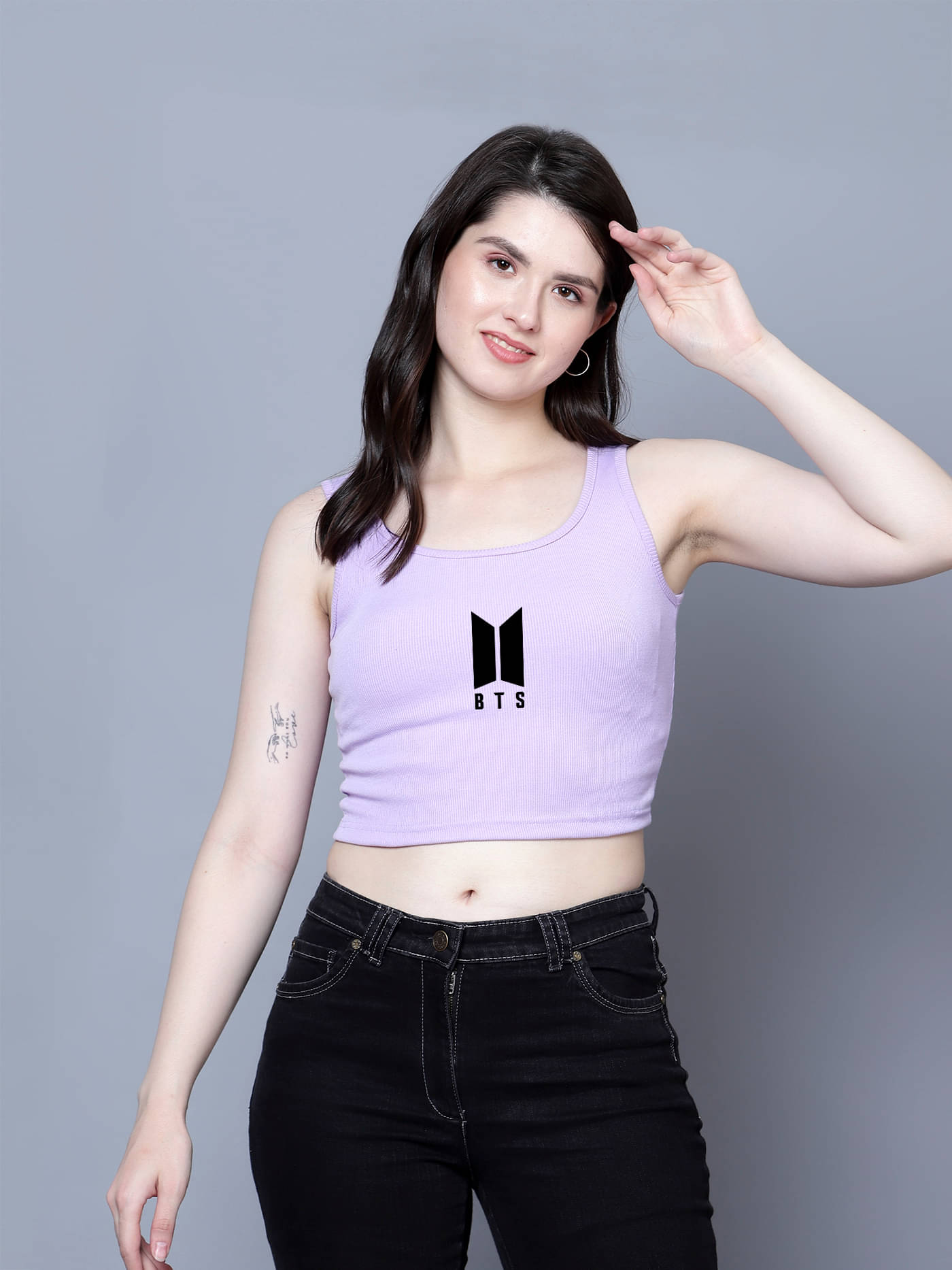     			fashion and youth Women's Cotton Blend Crop Top ( Purple )