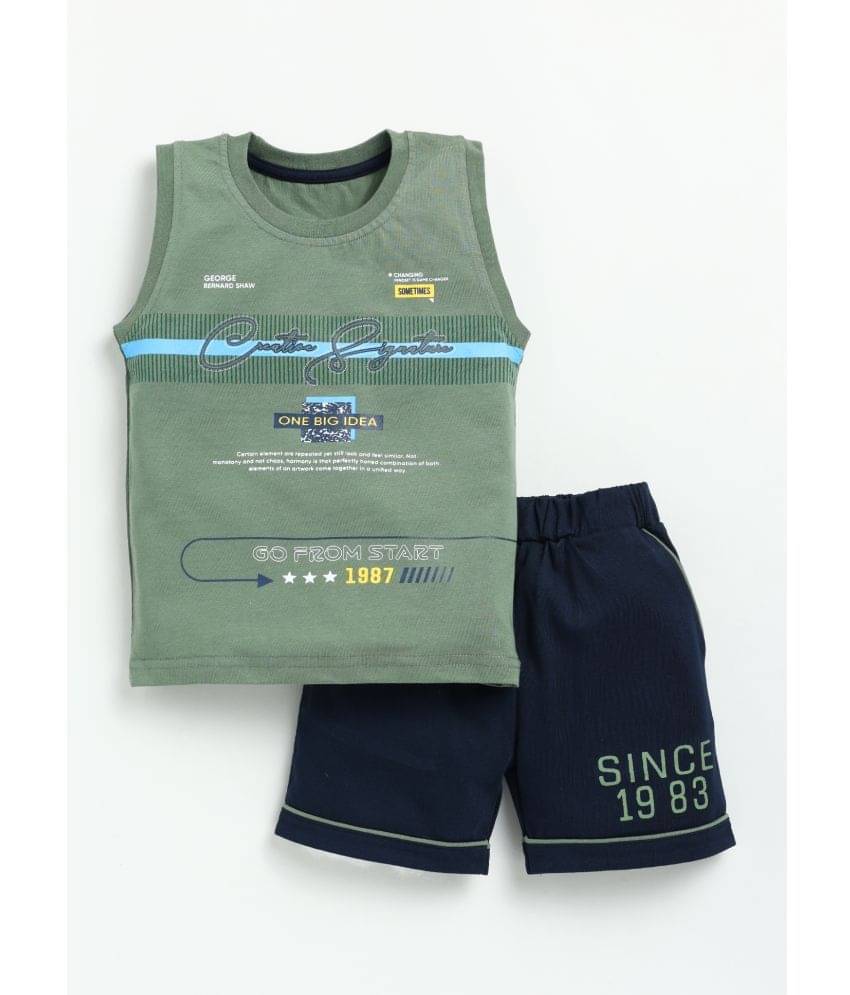     			CUTOPIES Pack of 1 Boys Cotton T-Shirt & Shorts Set ( Green )