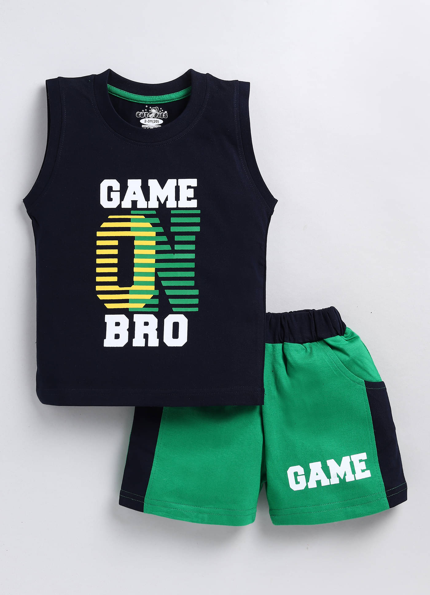     			CUTOPIES Pack of 1 Boys Cotton T-Shirt & Shorts Set ( Navy )