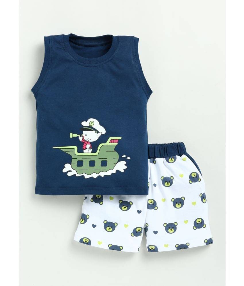     			CUTOPIES Pack of 1 Boys Cotton T-Shirt & Shorts Set ( Navy )