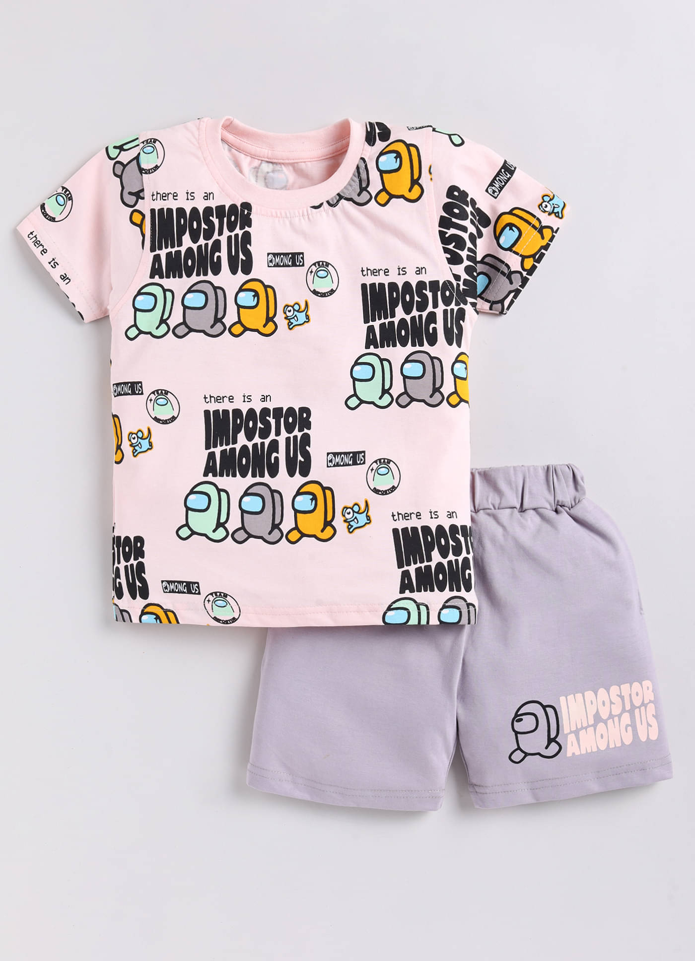     			CUTOPIES Pack of 1 Boys Cotton T-Shirt & Shorts Set ( Peach )