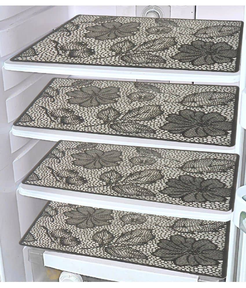 Crosmo PVC Floral Fridge Mats ( 43 28 ) Pack of 4 - Gray