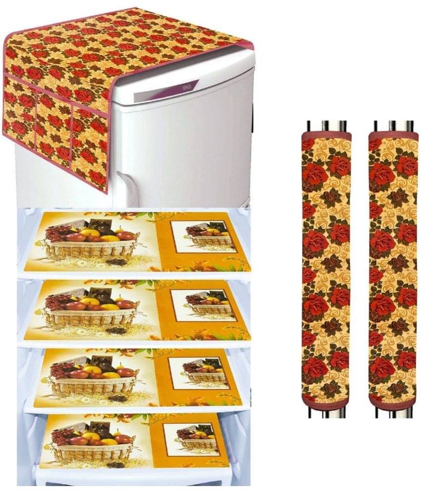 Crosmo Polyester Abstract Fridge Mat & Cover ( 99 53 ) Pack of 7 - Yellow Crosmo Polyester Abstract Fridge Mat & Cover ( 99 53 ) Pack of 7 - Yellow