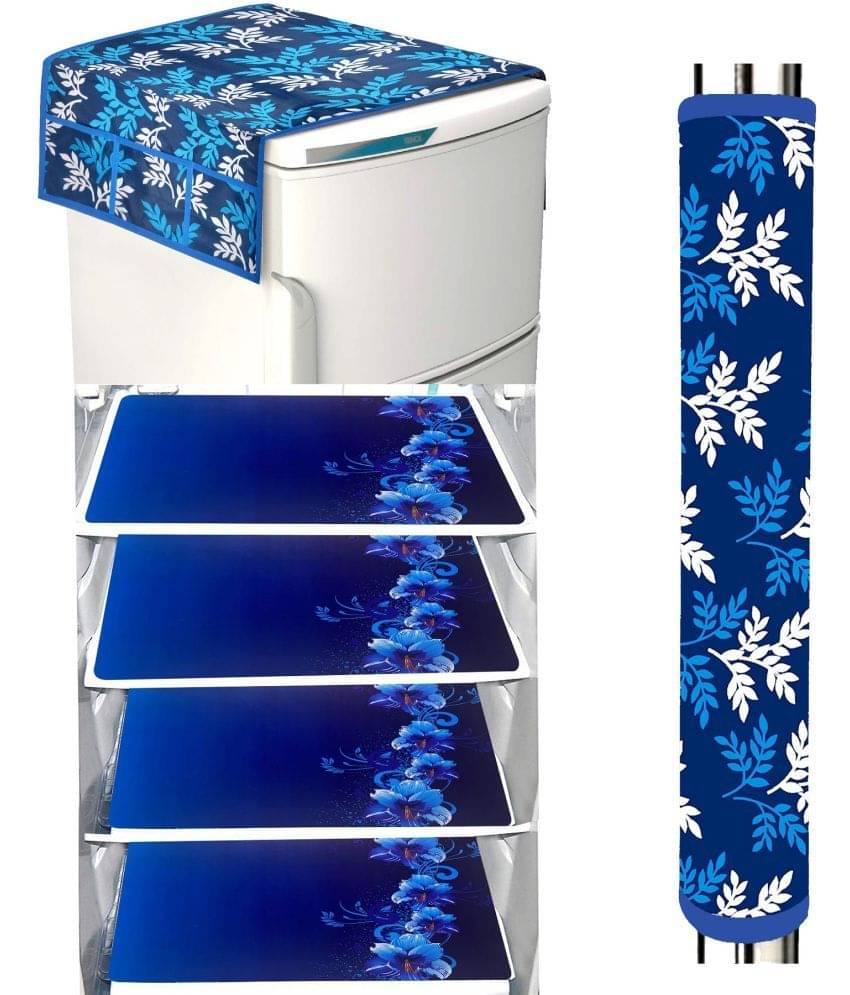Crosmo Polyester Abstract Fridge Mat & Cover ( 99 53 ) Pack of 6 - Blue Crosmo Polyester Abstract Fridge Mat & Cover ( 99 53 ) Pack of 6 - Blue