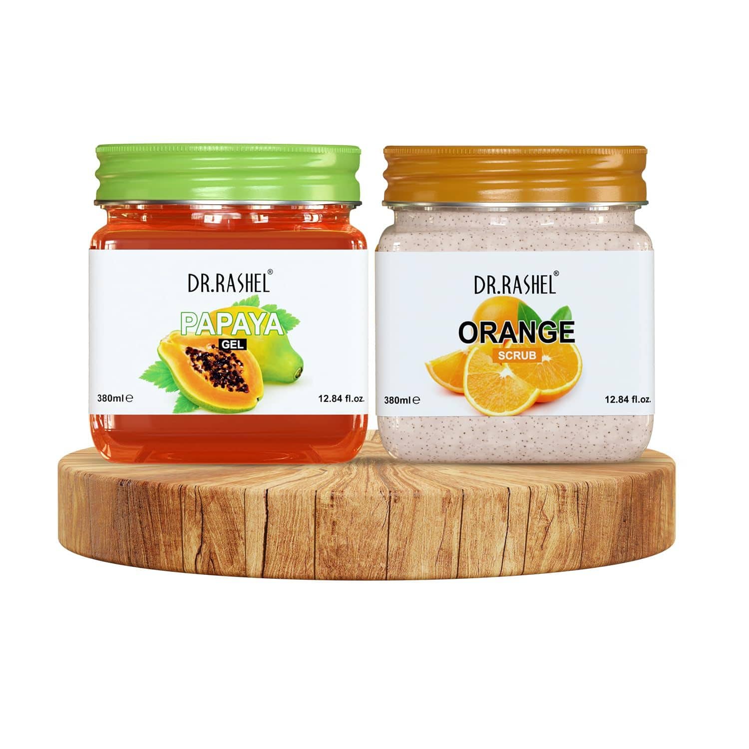 DR.RASHEL Papaya Gel and Orange Scrub Exfoliates all skin types 380ml each(Pack of 2)