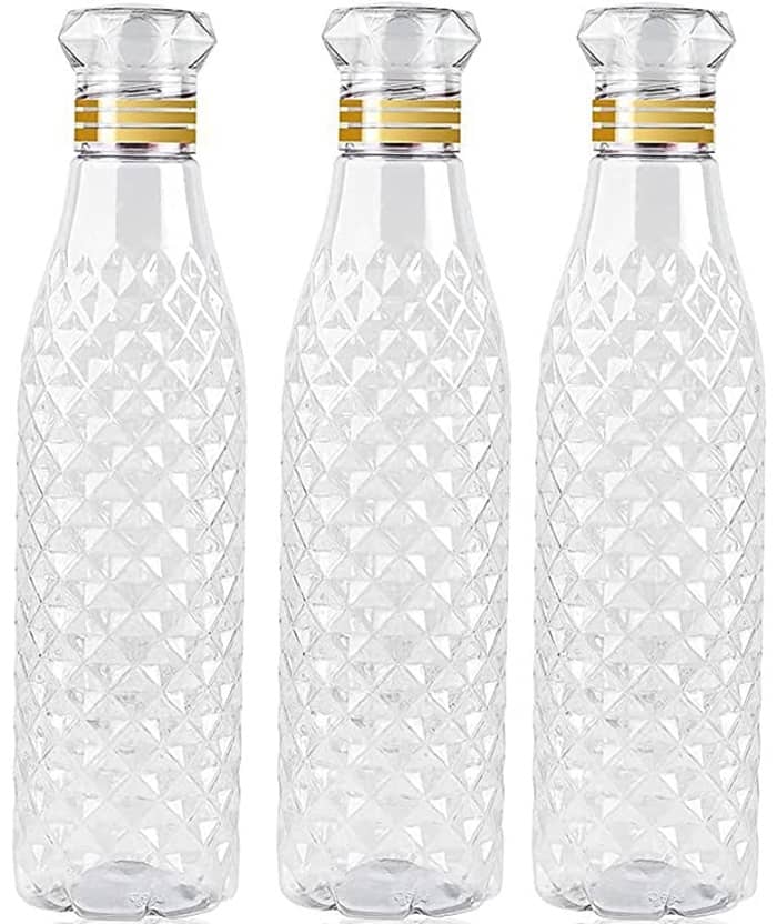 Dark Sun Kitchenware School/Office Fridge Water Bottle White PET Fridge Water Bottle 1000 mL ( Set of 3 )