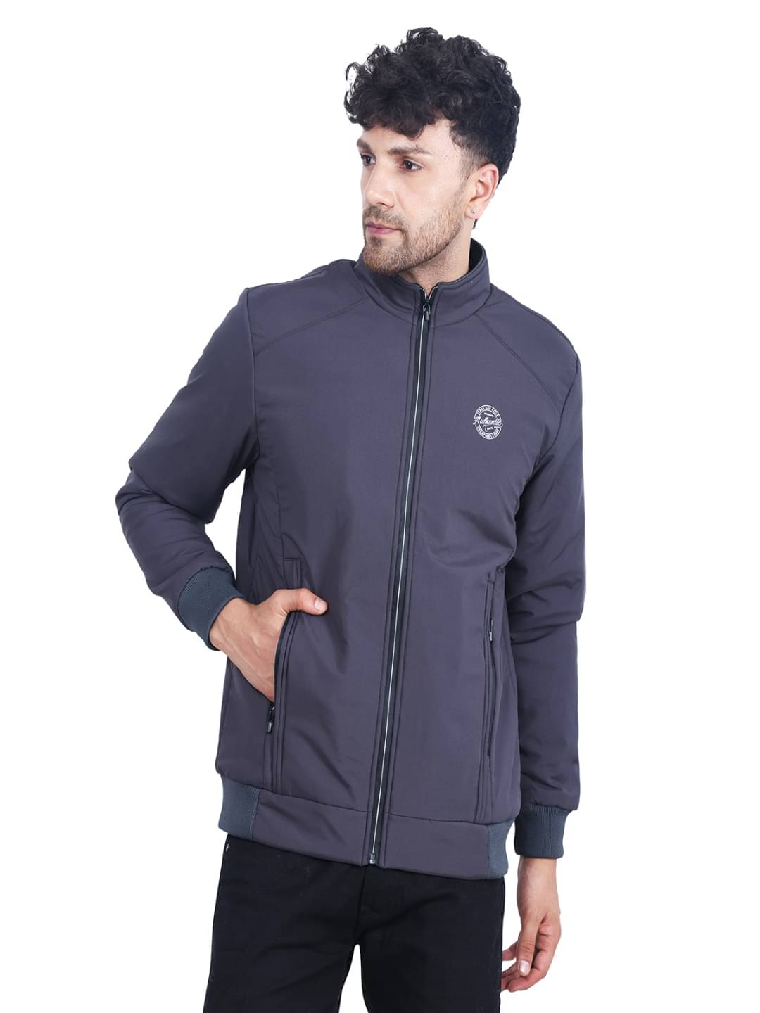     			Dollar PU Leather Men's Leather Jacket - Grey ( Pack of 1 )