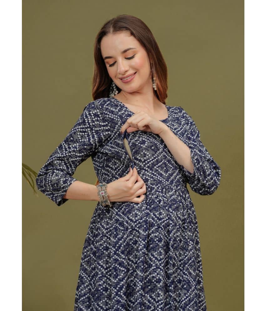 Glorious Blue Rayon Maternity Kurta