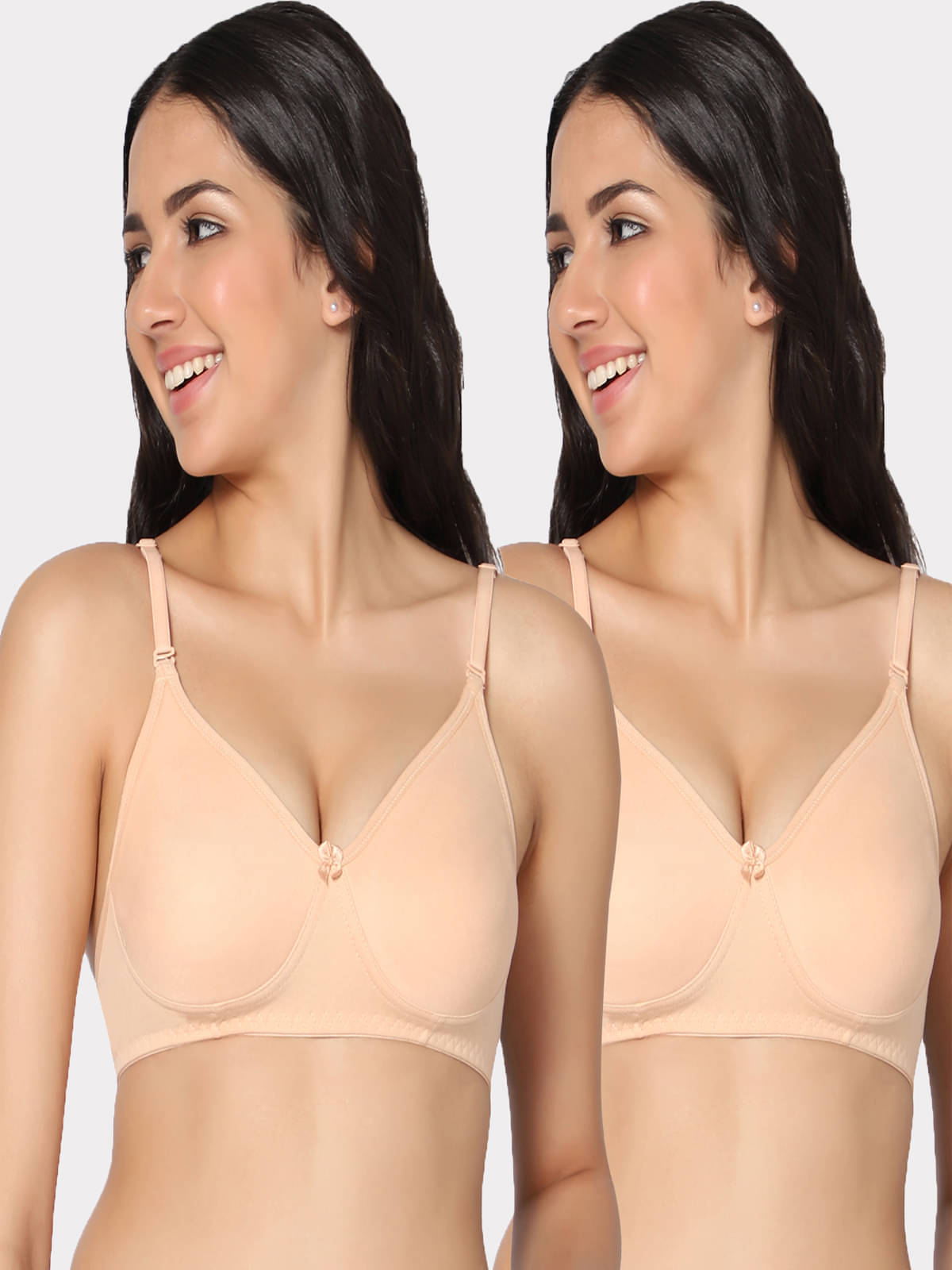 IN CARE LINGERIE Beige Cotton Blend Non Padded Women's Everyday Bra ( Pack of 2 )     			IN CARE LINGERIE Beige Cotton Blend Non Padded Women's Everyday Bra ( Pack of 2 )