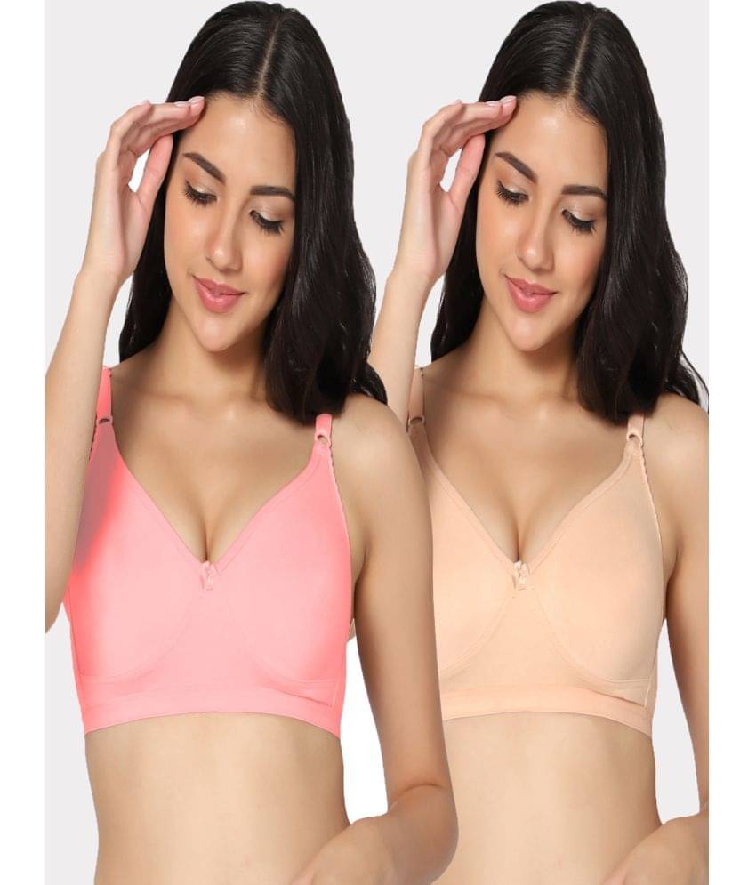 IN CARE LINGERIE Multicolor Cotton Blend Non Padded Women's Everyday Bra ( Pack of 2 )     			IN CARE LINGERIE Multicolor Cotton Blend Non Padded Women's Everyday Bra ( Pack of 2 )