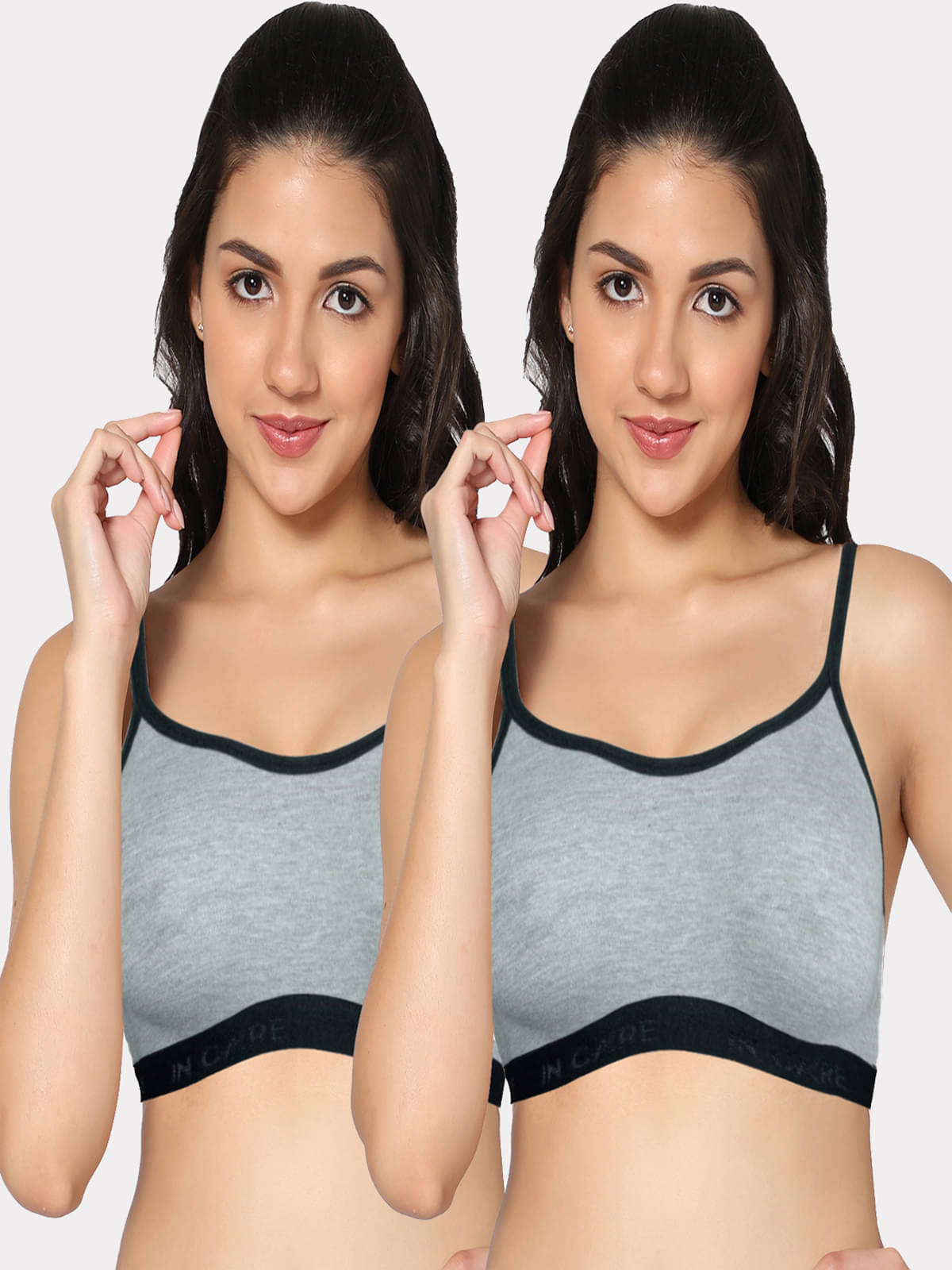     			IN CARE LINGERIE Pack of 2 Cotton Blend Non Padded Women's Cami bra ( Multicolor )