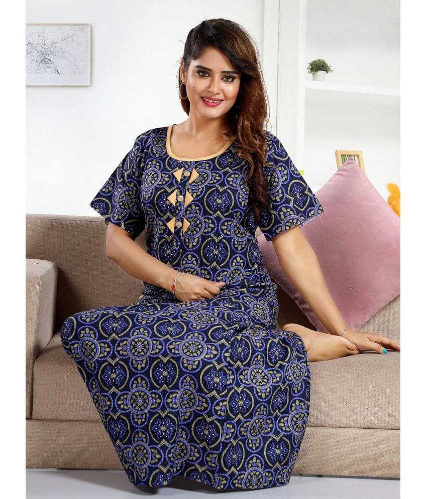 INNER BEATS Multicolor Cotton Blend Women's Nightwear Nighty & Night Gowns ( Pack of 1 ) INNER BEATS Multicolor Cotton Blend Women's Nightwear Nighty & Night Gowns ( Pack of 1 )