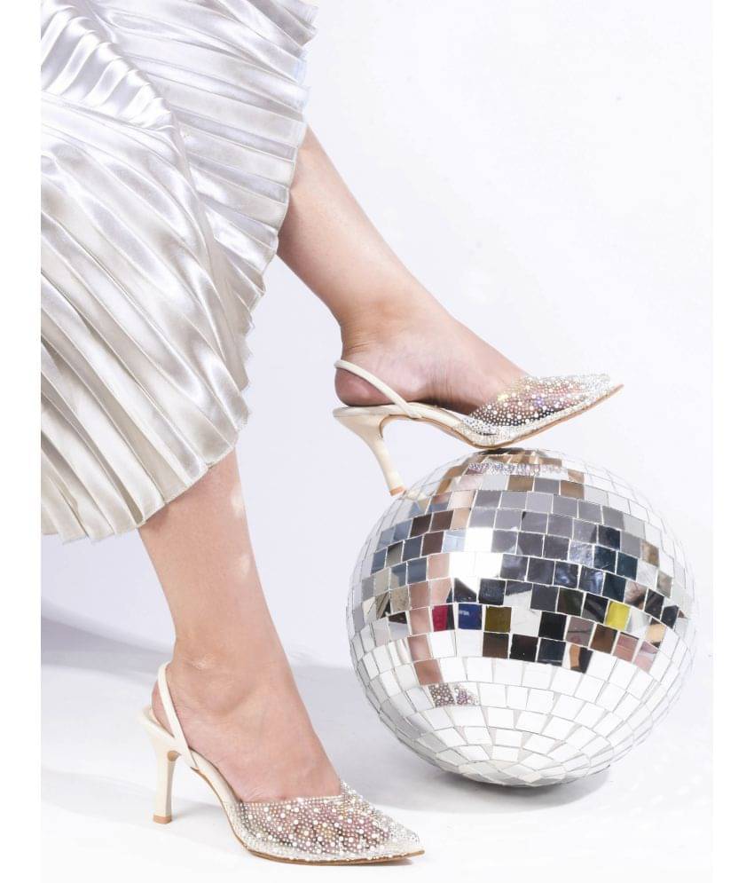 JM Looks Cream Women's Sandal Heels     			JM Looks Cream Women's Sandal Heels