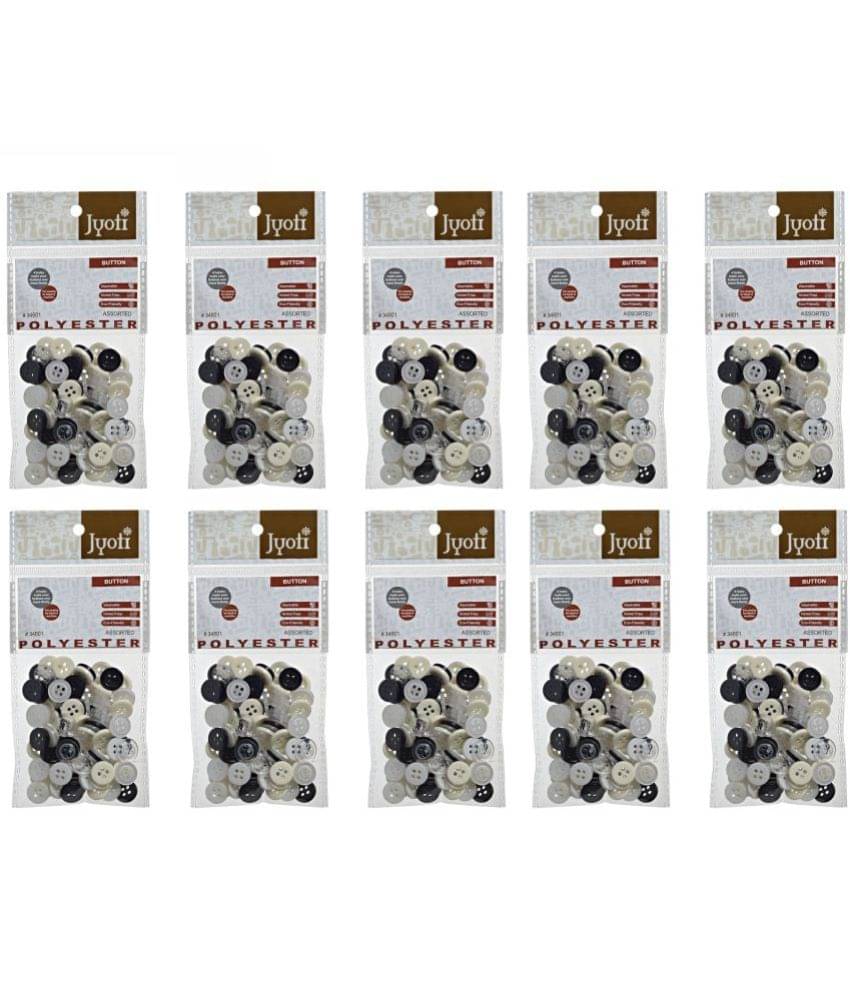    			Jyoti Polyester Buttons - Round, Size 18 Line / 11mm (Multicolors 100 Buttons in a Pouch), Used for Sewing, Clothing, Knitting, Crocheting, Scrapbooking, Embellishments, and DIY Crafting - Pack of 10