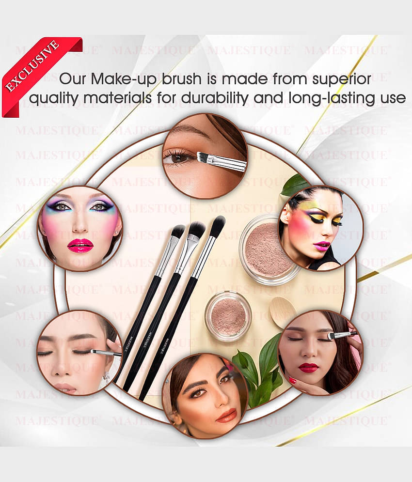 Majestique 3Pcs Eye Makeup Brush Set Contour Shading Eyeshadow Filler Large Brush & Smudge Brush
