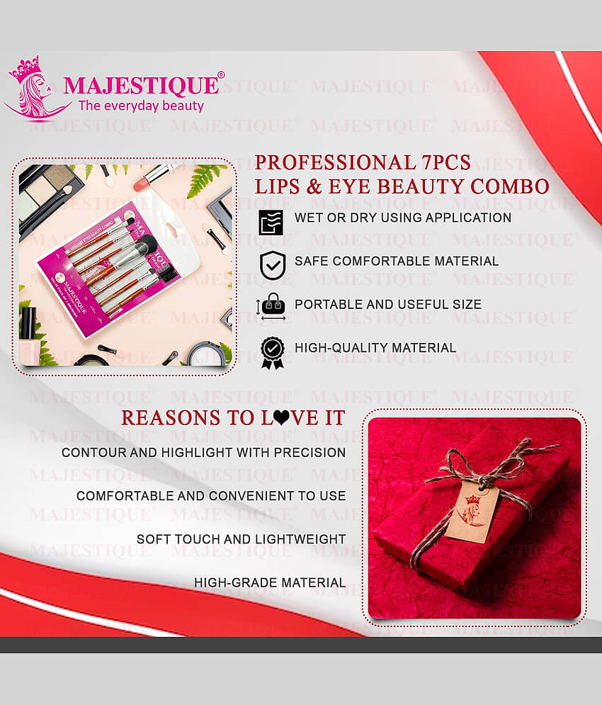 Majestique 7Pcs Makeup Brush Kit Eyes Lips Beautifier Brushes Set Eye Liner Makeup Kit (Multicolor)